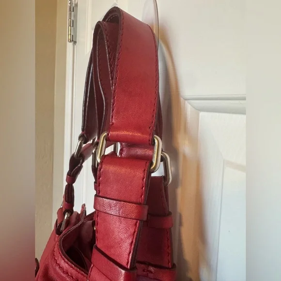 Chloe Patsy Leather Studded Logo Red Tote COA - Picture 10 of 16